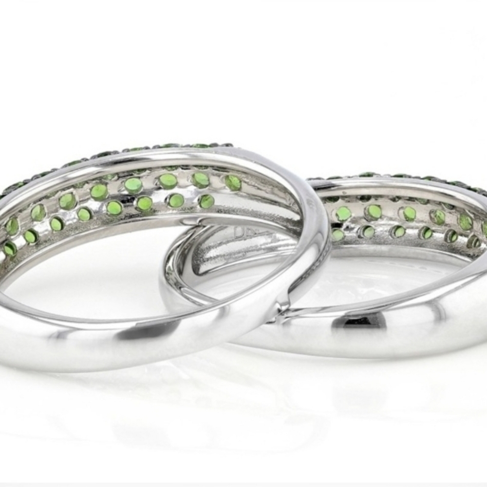 Genuine Two Chrome Diopside Rings Sterling Silver Size 8 - Picture 5 of 10